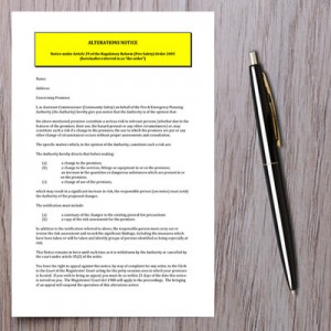 Alterations Notice Image Image showing the Alterations Notice for London Fire Risk Assessments